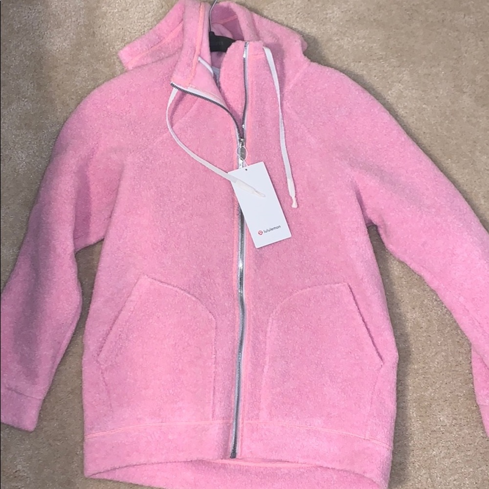 Pink hooded lululemon Sherpa jacket